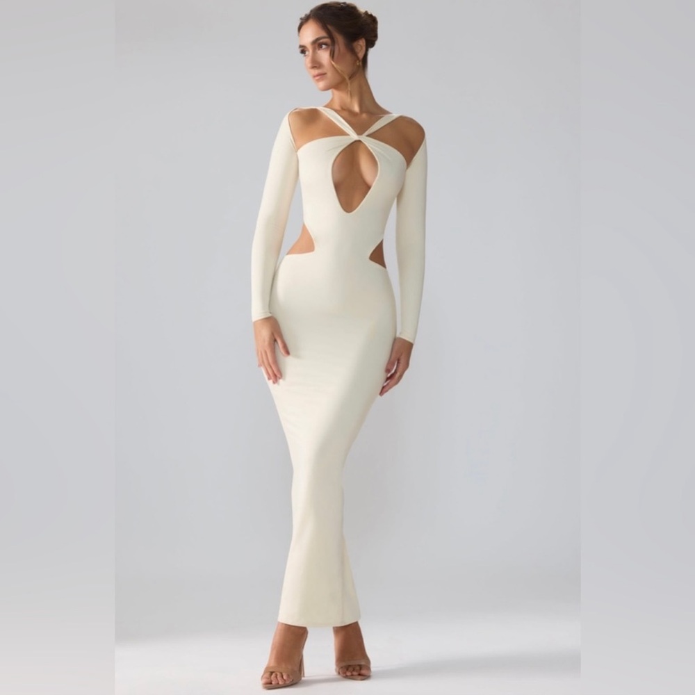 OH POLLY TINDRA Premium Jersey Long Sleeve Cut Out Dress BRAND NEW!